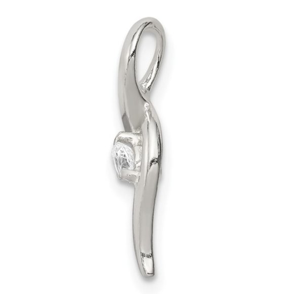 925 Sterling Silver Small Elegant CZ Cancer Awareness Ribbon Charm Pendant Slide - Picture 7 of 11